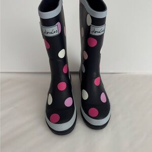 Joules Kids Polka Dot Rain Boots - Blue and Pink - Size 2
